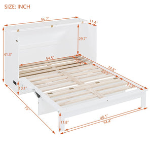HomeRoots White Wood Full Murphy Bed – Space-Saving Elegance for Modern Living Rooms, Guest Spaces & More! 602143
