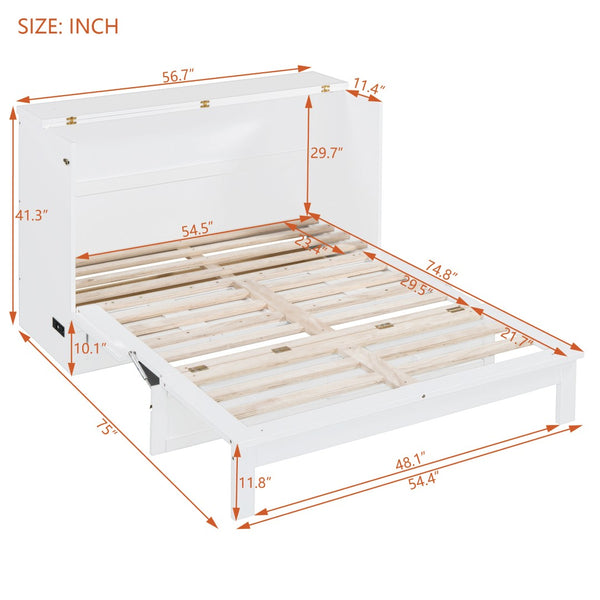 HomeRoots White Wood Full Murphy Bed – Space-Saving Elegance for Modern Living Rooms, Guest Spaces & More! 602143