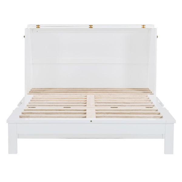 HomeRoots White Wood Full Murphy Bed – Space-Saving Elegance for Modern Living Rooms, Guest Spaces & More! 602143
