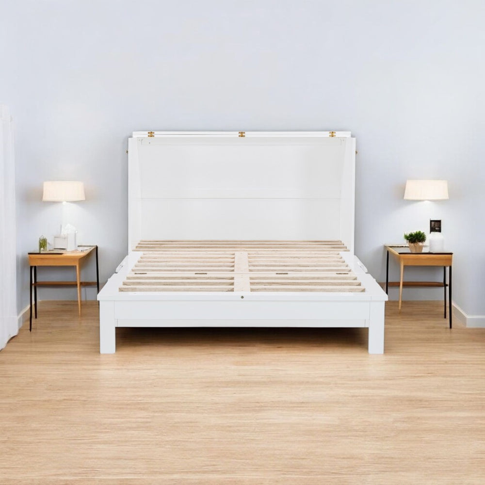 HomeRoots White Wood Full Murphy Bed – Space-Saving Elegance for Modern Living Rooms, Guest Spaces & More! 602143