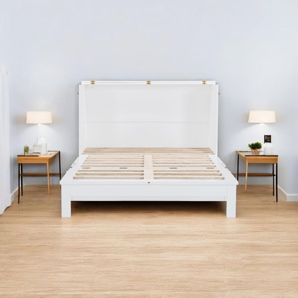 HomeRoots White Wood Full Murphy Bed – Space-Saving Elegance for Modern Living Rooms, Guest Spaces & More! 602143