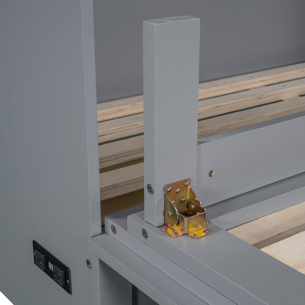 HomeRoots Gray Wood Queen Murphy Bed - Stylish Space-Saving Design with Durable Cabinet & Comfortable Support 602144