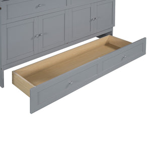 HomeRoots Gray Wood Queen Murphy Bed - Stylish Space-Saving Design with Durable Cabinet & Comfortable Support 602144