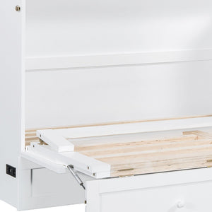 HomeRoots White Wood Queen Murphy Bed - Space-Saving Cabinet Design for Stylish Guest Rooms & Studios 602145