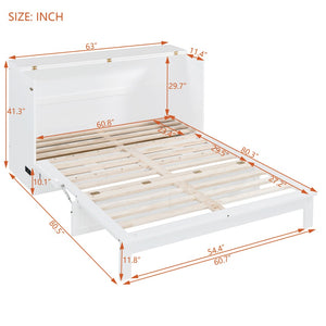 HomeRoots White Wood Queen Murphy Bed - Space-Saving Cabinet Design for Stylish Guest Rooms & Studios 602145