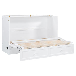 HomeRoots White Wood Queen Murphy Bed - Space-Saving Cabinet Design for Stylish Guest Rooms & Studios 602145