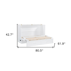 HomeRoots White Wood Queen Murphy Bed - Space-Saving Cabinet Design for Stylish Guest Rooms & Studios 602145