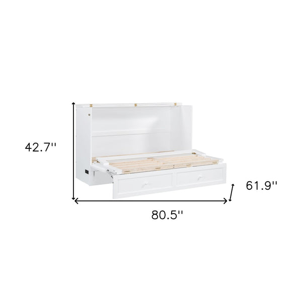 HomeRoots White Wood Queen Murphy Bed - Space-Saving Cabinet Design for Stylish Guest Rooms & Studios 602145