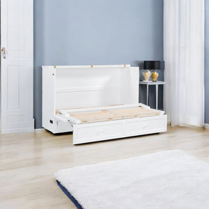 HomeRoots White Wood Queen Murphy Bed - Space-Saving Cabinet Design for Stylish Guest Rooms & Studios 602145