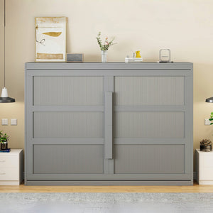 HomeRoots Gray Wood Queen Murphy Bed - Stylish & Space-Saving Solution for Modern Bedrooms & Guest Rooms! 602146