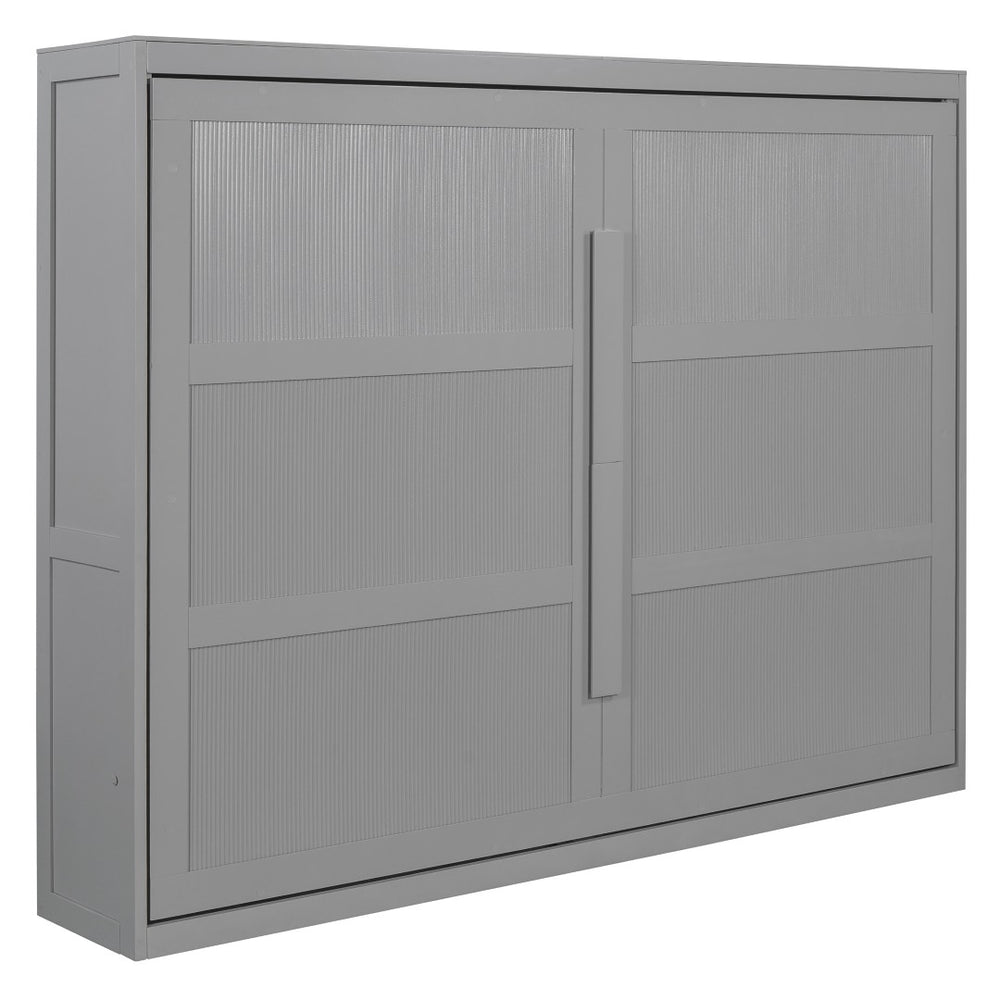 HomeRoots Gray Wood Queen Murphy Bed - Stylish & Space-Saving Solution for Modern Bedrooms & Guest Rooms! 602146