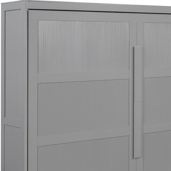 HomeRoots Gray Wood Queen Murphy Bed - Stylish & Space-Saving Solution for Modern Bedrooms & Guest Rooms! 602146