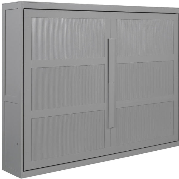 HomeRoots Gray Wood Queen Murphy Bed - Stylish & Space-Saving Solution for Modern Bedrooms & Guest Rooms! 602146