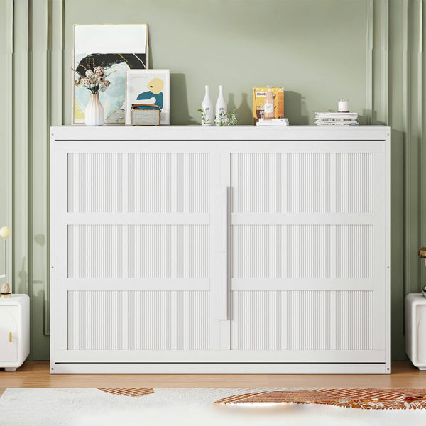 HomeRoots White Wood Queen Murphy Bed - Elegant Space-Saving Design for Serene Sleep & Stylish Décor! 602147