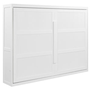 HomeRoots White Wood Queen Murphy Bed - Elegant Space-Saving Design for Serene Sleep & Stylish Décor! 602147