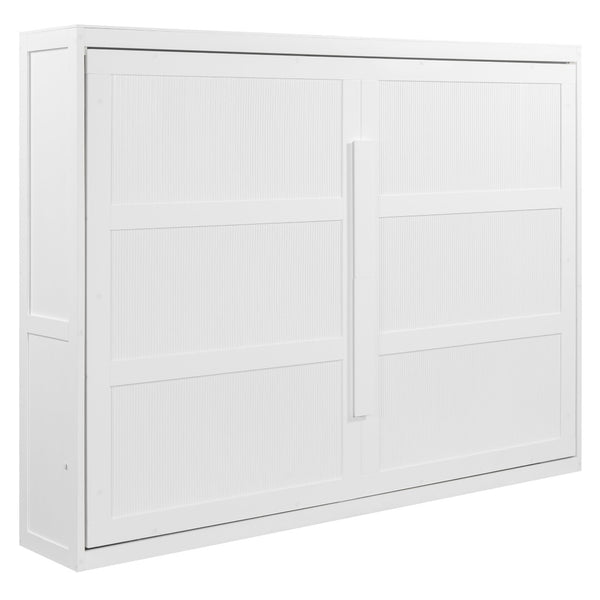 HomeRoots White Wood Queen Murphy Bed - Elegant Space-Saving Design for Serene Sleep & Stylish Décor! 602147