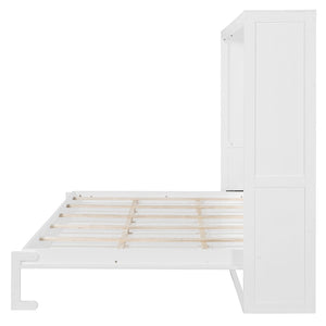 HomeRoots White Wood Queen Murphy Bed - Elegant Space-Saving Design for Serene Sleep & Stylish Décor! 602147