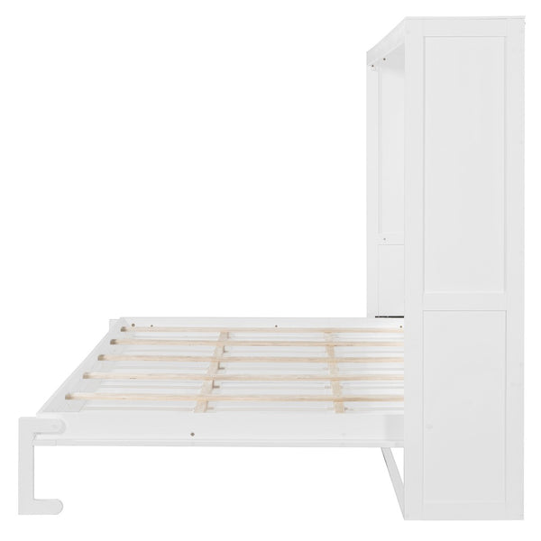 HomeRoots White Wood Queen Murphy Bed - Elegant Space-Saving Design for Serene Sleep & Stylish Décor! 602147
