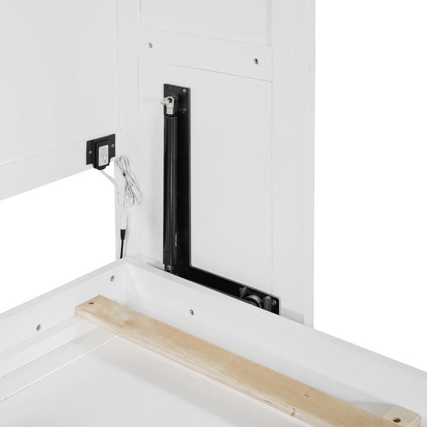HomeRoots White Wood Queen Murphy Bed - Elegant Space-Saving Design for Serene Sleep & Stylish Décor! 602147