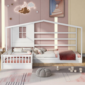 HomeRoots White Wood Twin House Bed - Modern Playful Design with Sturdy Frame & Support for Lasting Comfort 602149