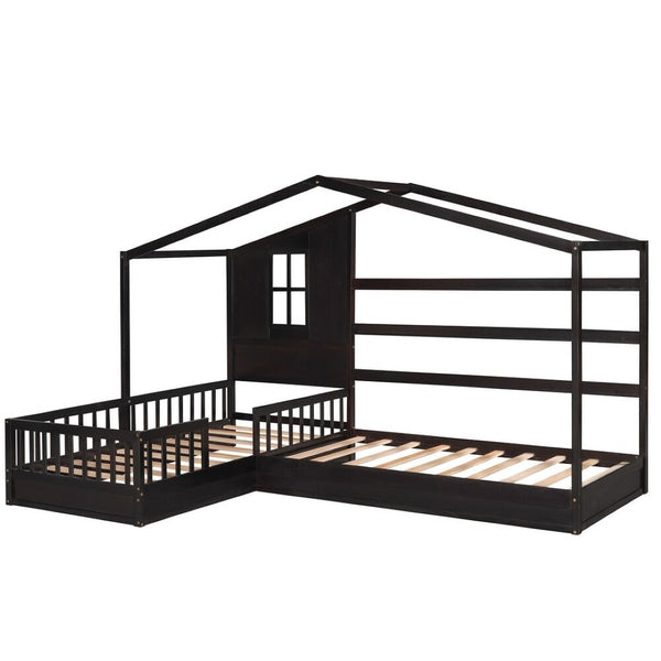 HomeRoots Espresso Twin Canopy Bed Frame – Modern Design, Sturdy Wood Construction, Perfect for Cozy Spaces 602150