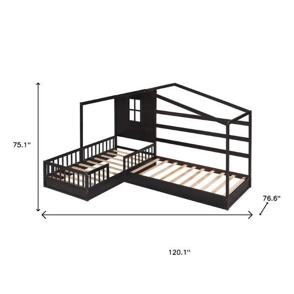 HomeRoots Espresso Twin Canopy Bed Frame – Modern Design, Sturdy Wood Construction, Perfect for Cozy Spaces 602150