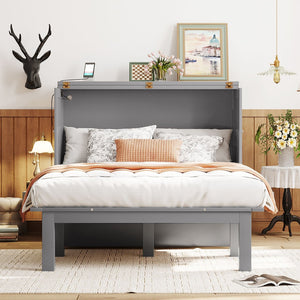 HomeRoots Gray Wood Full Murphy Bed – Stylish Space-Saving Solution with Durable Design for Any Room! 602151