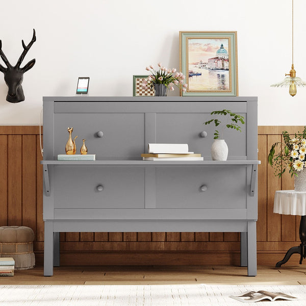 HomeRoots Gray Wood Full Murphy Bed – Stylish Space-Saving Solution with Durable Design for Any Room! 602151