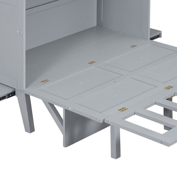 HomeRoots Gray Wood Full Murphy Bed – Stylish Space-Saving Solution with Durable Design for Any Room! 602151