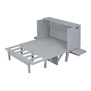 HomeRoots Gray Wood Full Murphy Bed – Stylish Space-Saving Solution with Durable Design for Any Room! 602151