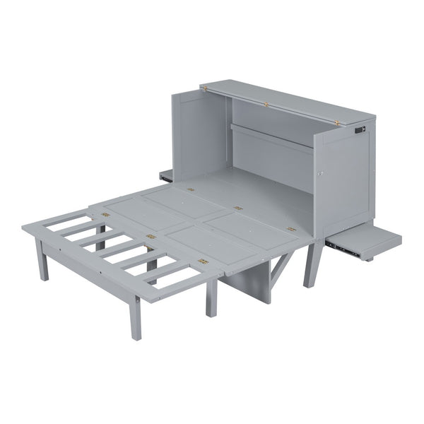 HomeRoots Gray Wood Full Murphy Bed – Stylish Space-Saving Solution with Durable Design for Any Room! 602151