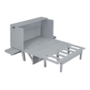 HomeRoots Gray Wood Full Murphy Bed – Stylish Space-Saving Solution with Durable Design for Any Room! 602151