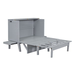 HomeRoots Gray Wood Full Murphy Bed – Stylish Space-Saving Solution with Durable Design for Any Room! 602151