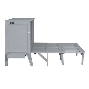 HomeRoots Gray Wood Full Murphy Bed – Stylish Space-Saving Solution with Durable Design for Any Room! 602151