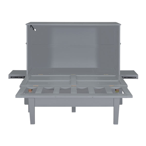 HomeRoots Gray Wood Full Murphy Bed – Stylish Space-Saving Solution with Durable Design for Any Room! 602151