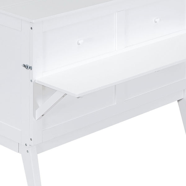 HomeRoots White Wood Full Murphy Bed – Elegant Space-Saving Solution with Integrated Headboard & Easy Setup 602152