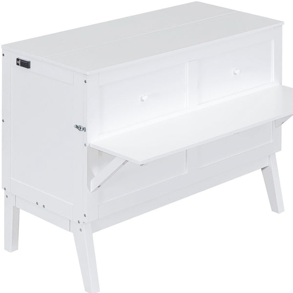 HomeRoots White Wood Full Murphy Bed – Elegant Space-Saving Solution with Integrated Headboard & Easy Setup 602152