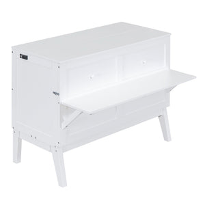HomeRoots White Wood Full Murphy Bed – Elegant Space-Saving Solution with Integrated Headboard & Easy Setup 602152