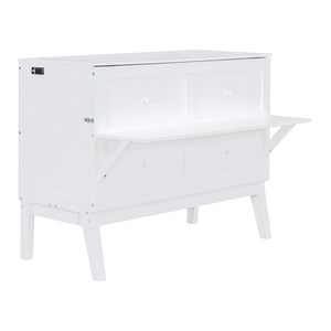 HomeRoots White Wood Full Murphy Bed – Elegant Space-Saving Solution with Integrated Headboard & Easy Setup 602152