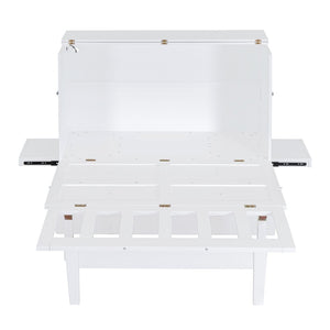 HomeRoots White Wood Full Murphy Bed – Elegant Space-Saving Solution with Integrated Headboard & Easy Setup 602152