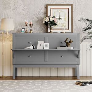 HomeRoots Gray Wood Queen Murphy Bed – Stylish Space-Saving Design with Integrated Headboard & Durable Craftsmanship 602153