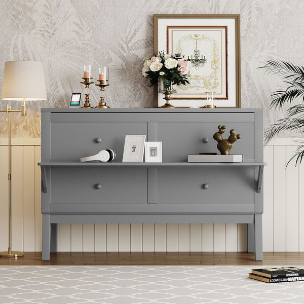 HomeRoots Gray Wood Queen Murphy Bed – Stylish Space-Saving Design with Integrated Headboard & Durable Craftsmanship 602153