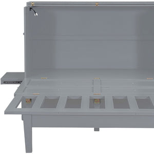 HomeRoots Gray Wood Queen Murphy Bed – Stylish Space-Saving Design with Integrated Headboard & Durable Craftsmanship 602153