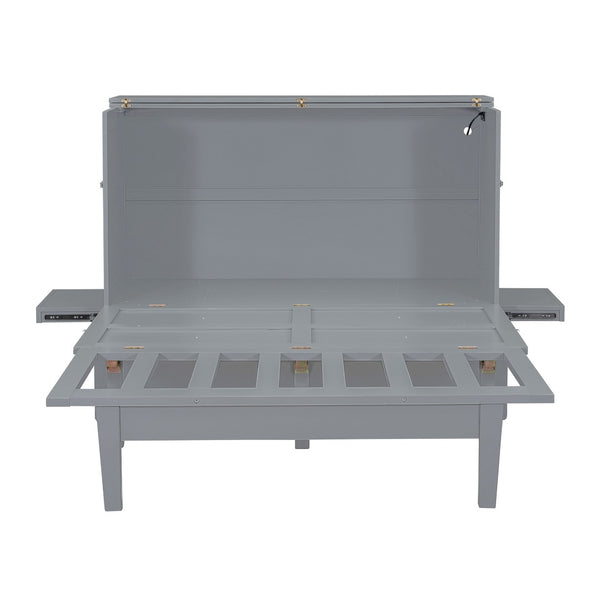 HomeRoots Gray Wood Queen Murphy Bed – Stylish Space-Saving Design with Integrated Headboard & Durable Craftsmanship 602153