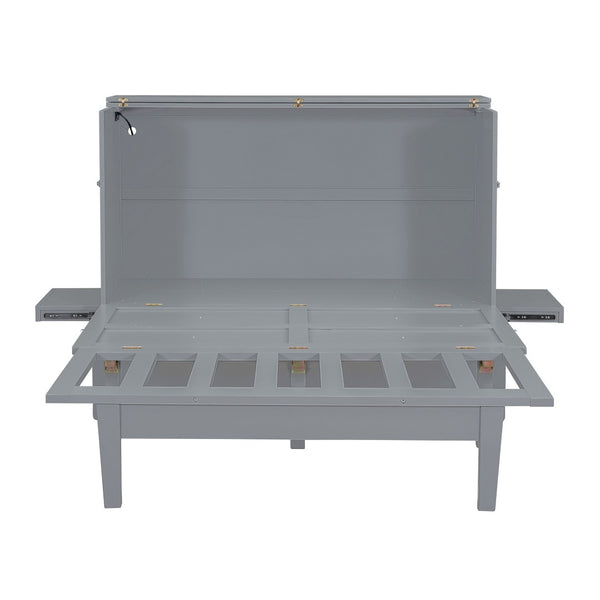 HomeRoots Gray Wood Queen Murphy Bed – Stylish Space-Saving Design with Integrated Headboard & Durable Craftsmanship 602153