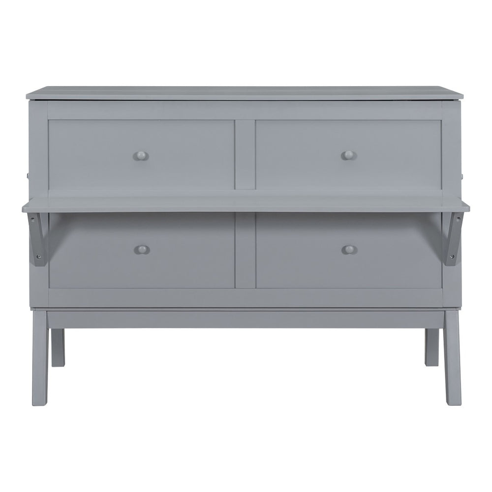 HomeRoots Gray Wood Queen Murphy Bed – Stylish Space-Saving Design with Integrated Headboard & Durable Craftsmanship 602153