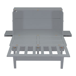 HomeRoots Gray Wood Queen Murphy Bed – Stylish Space-Saving Design with Integrated Headboard & Durable Craftsmanship 602153