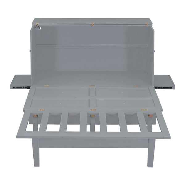 HomeRoots Gray Wood Queen Murphy Bed – Stylish Space-Saving Design with Integrated Headboard & Durable Craftsmanship 602153