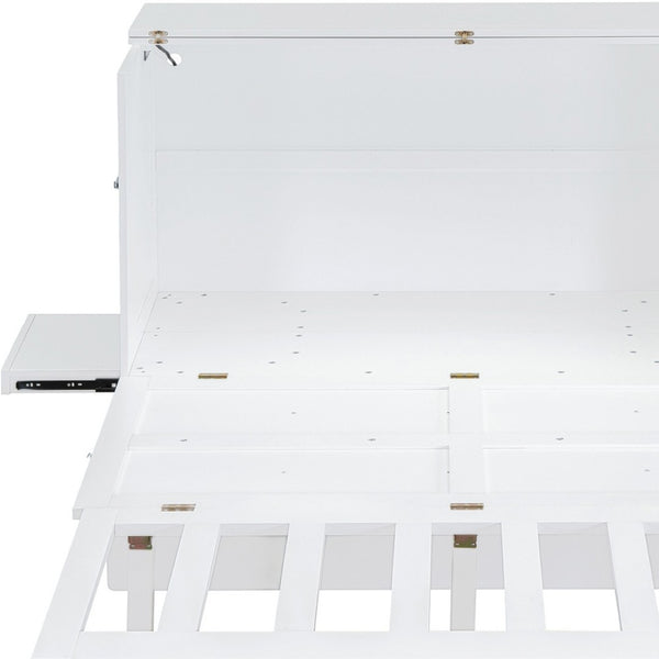 HomeRoots White Wood Queen Murphy Bed – Space-Saving Elegance for Multifunctional Rooms & Stylish Comfort 602154
