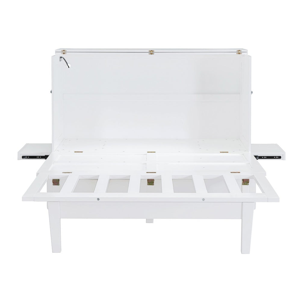 HomeRoots White Wood Queen Murphy Bed – Space-Saving Elegance for Multifunctional Rooms & Stylish Comfort 602154